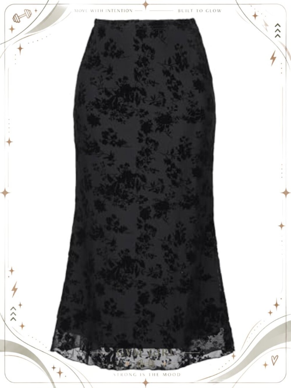 Mesh Fishtail Midi Skirt Womens Floral Bodycon Mermaid High Waist